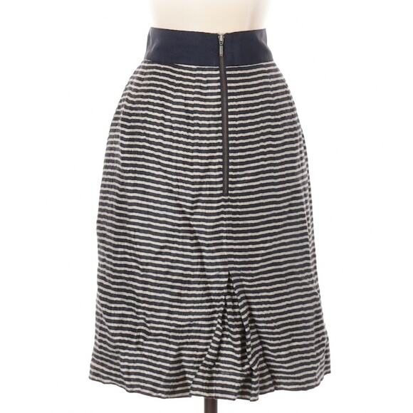 Ann Taylor LOFT linen blend striped blue & white straight skirt - Picture 3 of 9